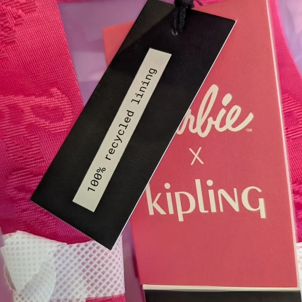 Kipling x Barbie Darlee Backpack Power Pink Transparent w/ Keychain Barbiecore